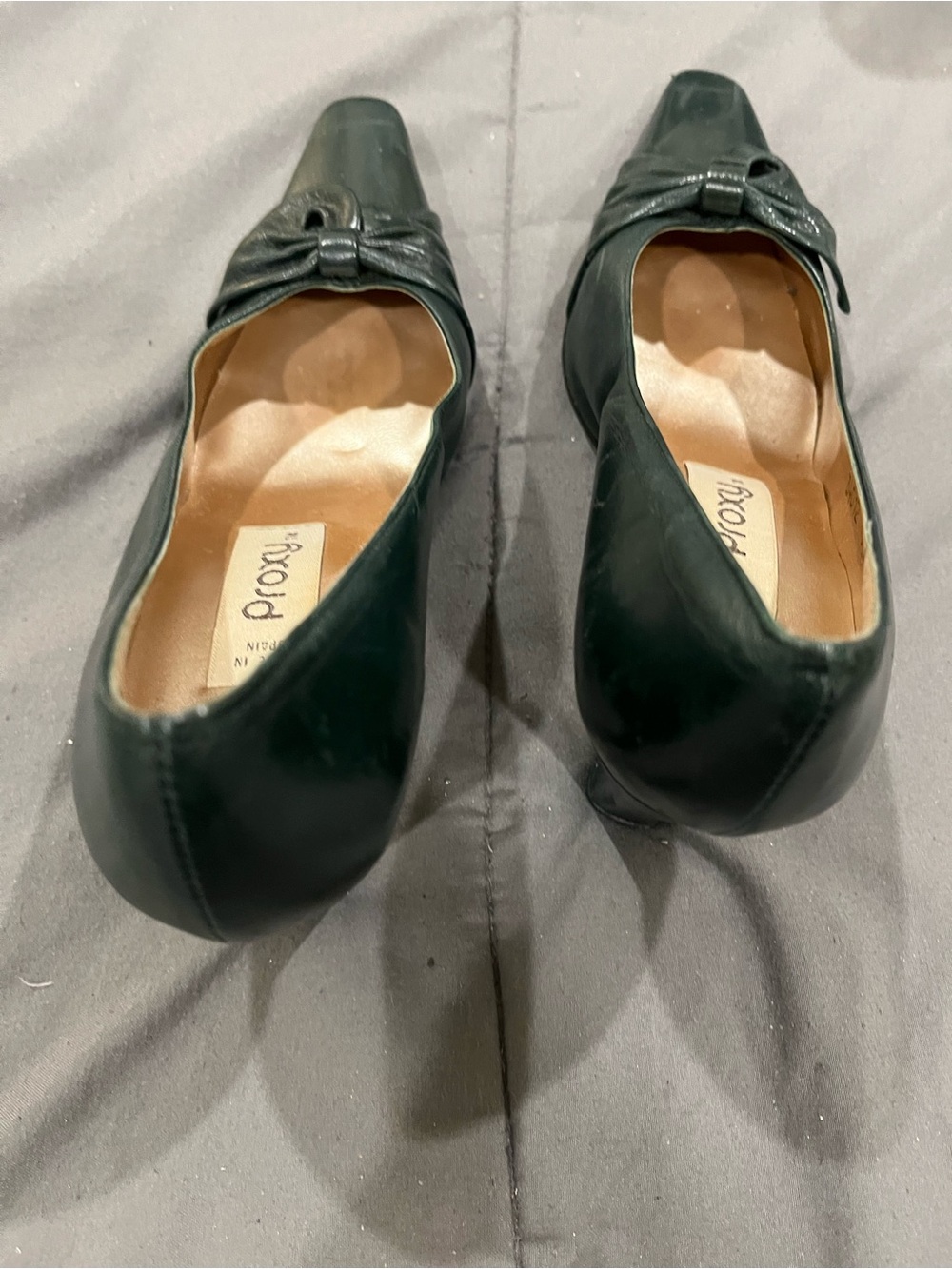 Aerosoles Forest Green Bow-Accent Square-Toe Heels